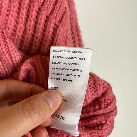 Urban Outfitters Pink Cropped Turtleneck Sweater S Ribbed Knit Barbie Cozycore - Picture 8 of 10